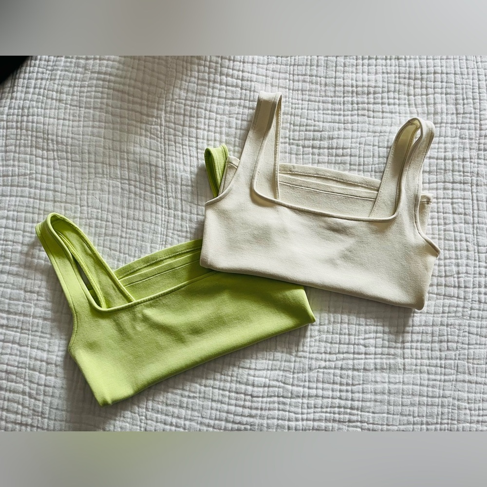 2 stretch square neck tank tops